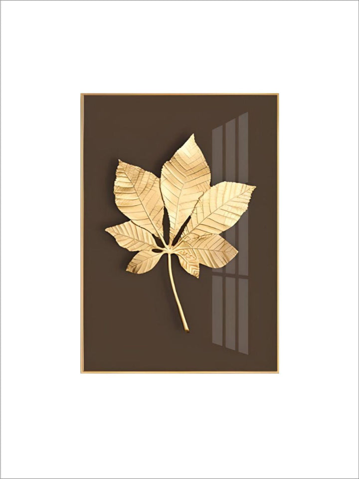 Abstract Minimalist Golden Leaf Wall Art Fine Art Canvas Prints Elegant Botanical Pictures For Luxury Living Room Dining Room Home Office Decor