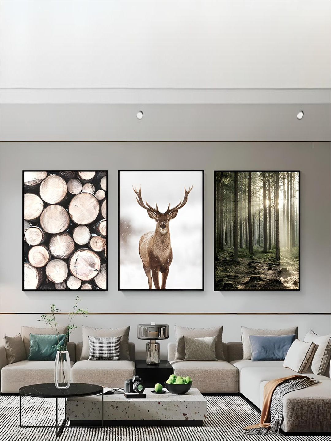 Set of 3Pcs Nordic Natural Winter Forest Wall Art