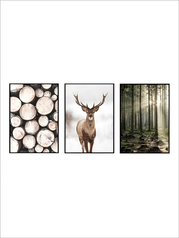 Set of 3Pcs Nordic Natural Winter Forest Wall Art