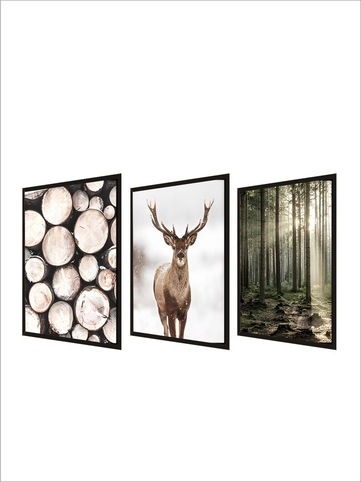 Set of 3Pcs Nordic Natural Winter Forest Wall Art