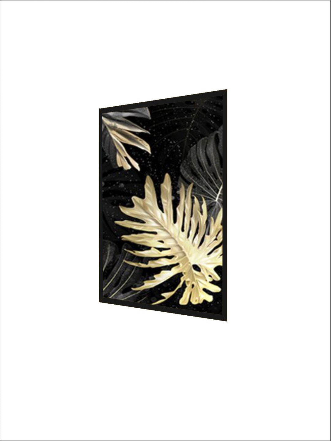 Black Golden Tropical Leaves Wall Art Fine Art Canvas Prints Modern Exotic Botanical Fashion Pictures For Living Room Dining Room Home Office Decor