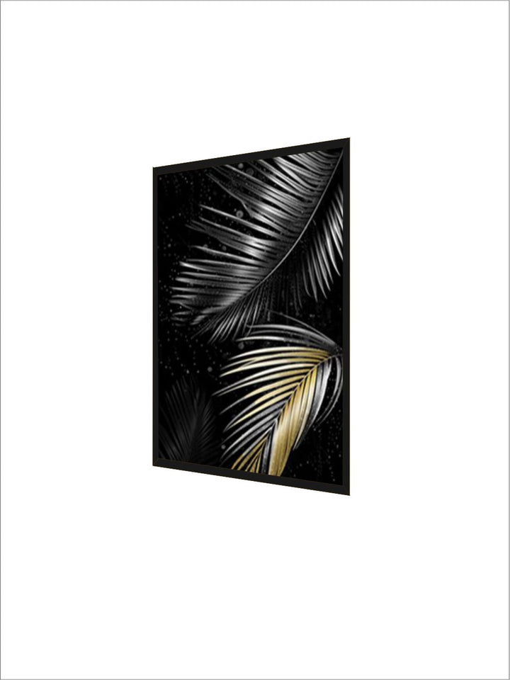 Black Golden Tropical Leaves Wall Art Fine Art Canvas Prints Modern Exotic Botanical Fashion Pictures For Living Room Dining Room Home Office Decor