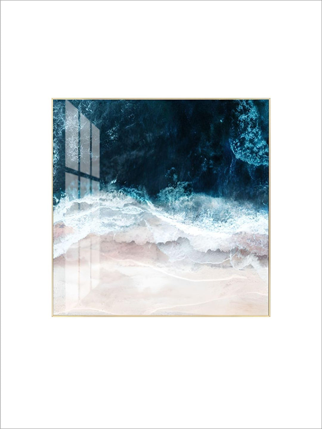 Blue Sea Surf Nordic Seascape Wall Art Beach From Above Fine Art Canvas Giclee Print Modern Landscape Picture For Office Living Room Modern Home Decor
