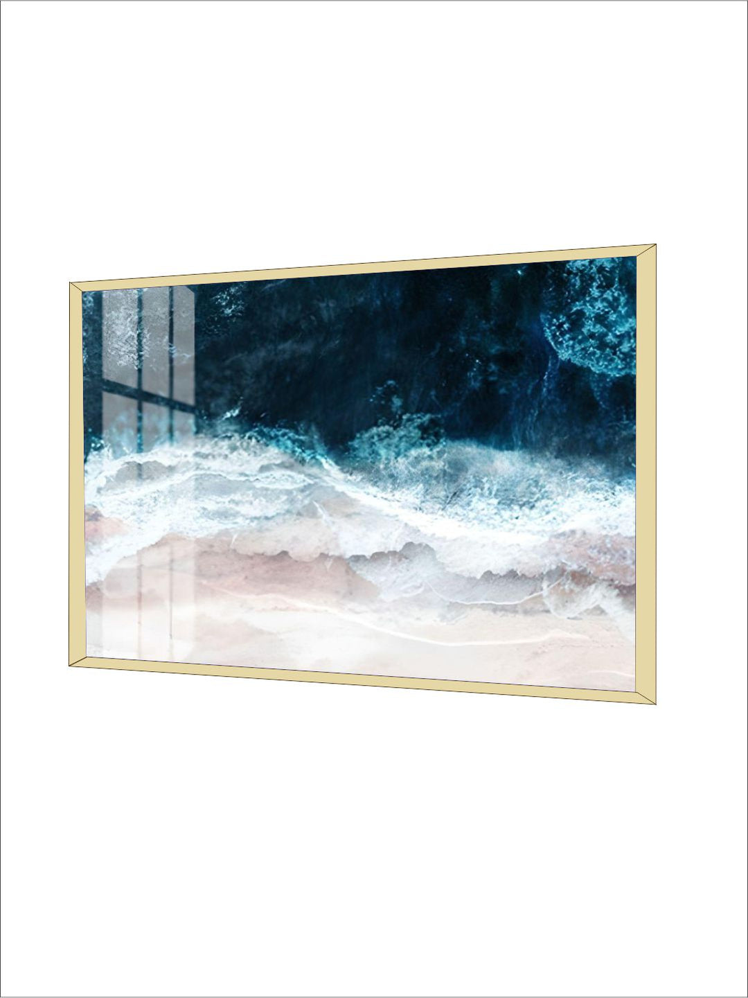 Blue Sea Surf Nordic Seascape Wall Art Beach From Above Fine Art Canvas Giclee Print Modern Landscape Picture For Office Living Room Modern Home Decor