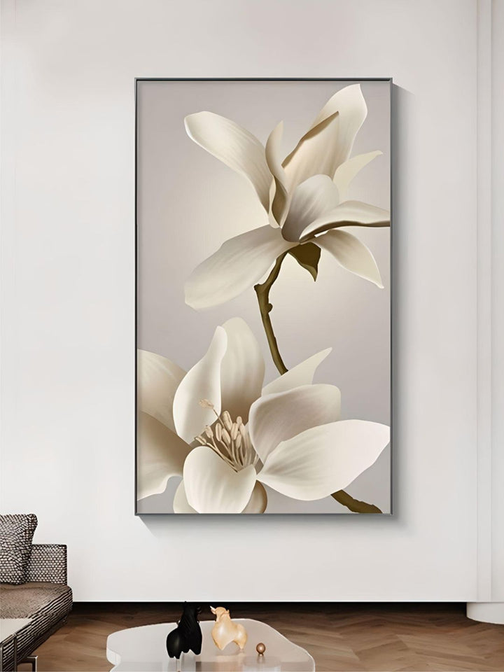 Exotic Floral White Petal Wall Art Fine Art Canvas Prints Modern Abstract Botanical Pictures For Living Room Dining Room Home Office Decor
