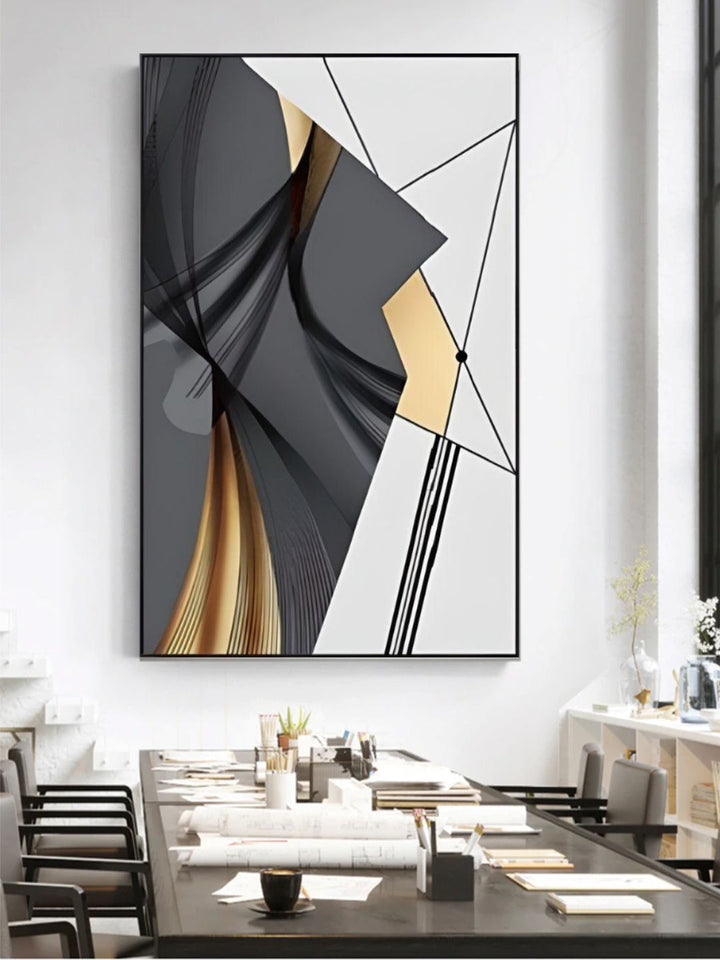 Geometric Flowing Shapes Abstract Wall Art Fine Art Canvas Prints Pictures For Modern Apartment Living Room Minimalist Home Office Interiors