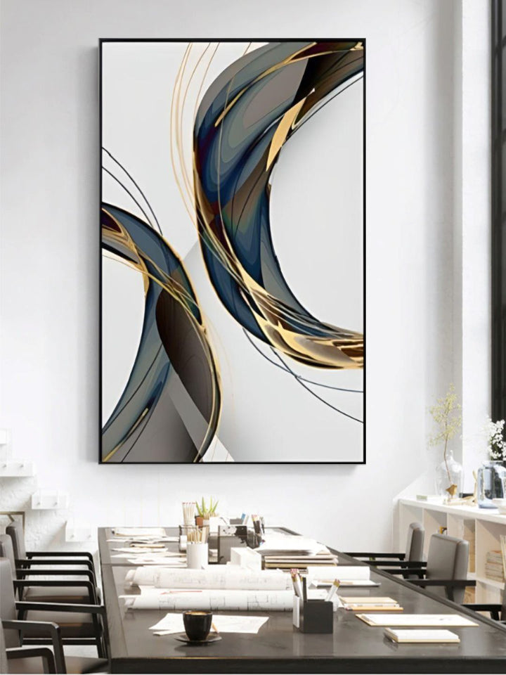 Geometric Flowing Shapes Abstract Wall Art Fine Art Canvas Prints Pictures For Modern Apartment Living Room Minimalist Home Office Interiors