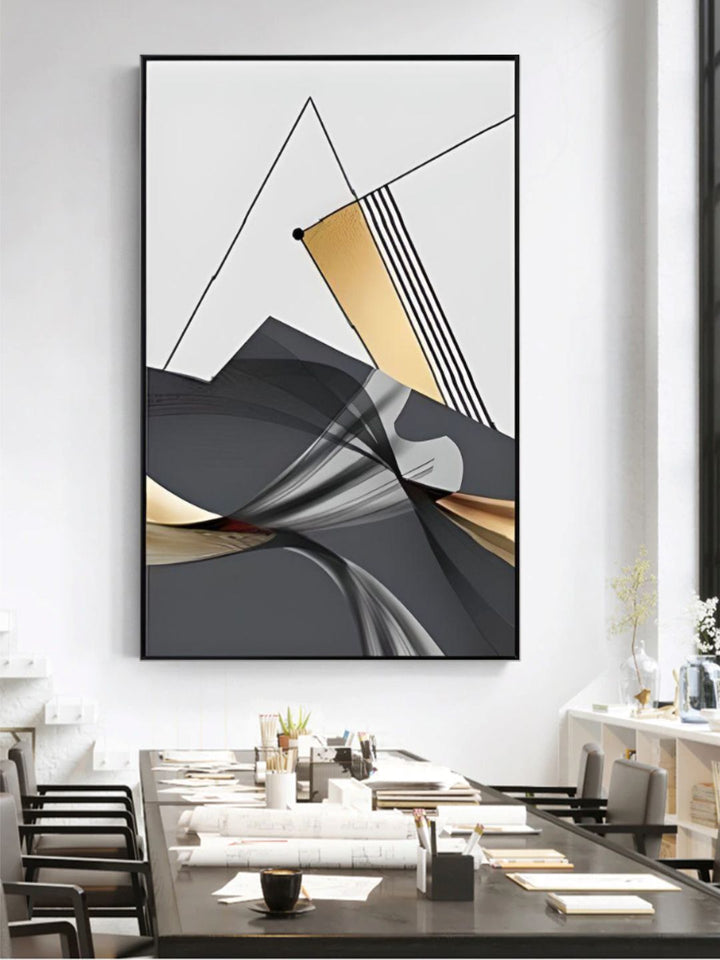 Geometric Flowing Shapes Abstract Wall Art Fine Art Canvas Prints Pictures For Modern Apartment Living Room Minimalist Home Office Interiors