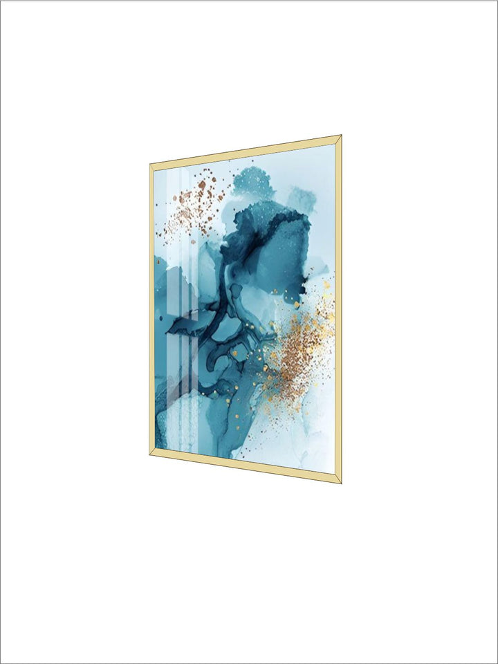 Golden Blue Splash Liquid Abstract Wall Art Fine Art Canvas Prints Modern Pictures For Luxury Living Room Bedroom Boutique Hotel Office Art Decor