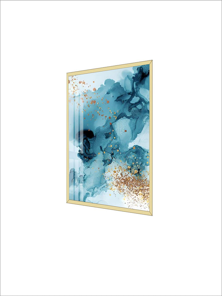 Golden Blue Splash Liquid Abstract Wall Art Fine Art Canvas Prints Modern Pictures For Luxury Living Room Bedroom Boutique Hotel Office Art Decor