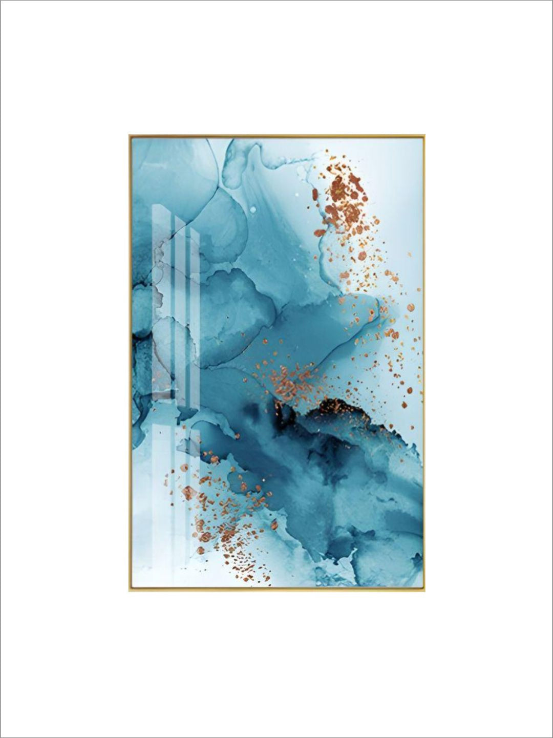 Golden Blue Splash Liquid Abstract Wall Art Fine Art Canvas Prints Modern Pictures For Luxury Living Room Bedroom Boutique Hotel Office Art Decor