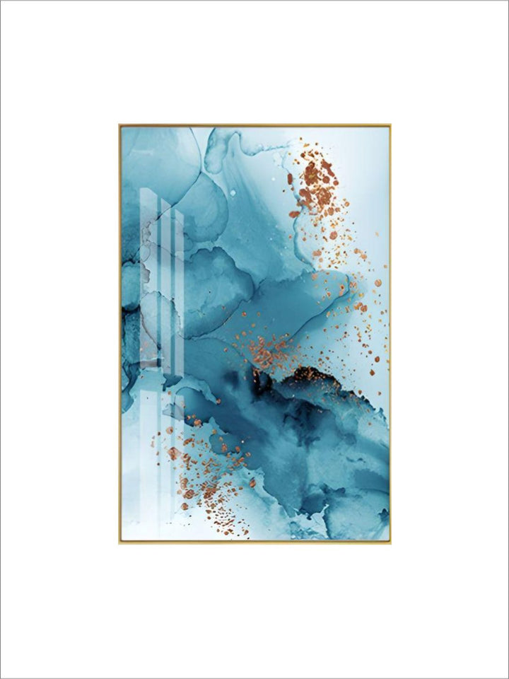 Golden Blue Splash Liquid Abstract Wall Art Fine Art Canvas Prints Modern Pictures For Luxury Living Room Bedroom Boutique Hotel Office Art Decor