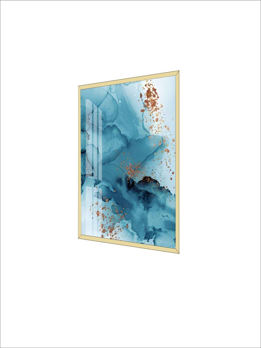Golden Blue Splash Liquid Abstract Wall Art Fine Art Canvas Prints Modern Pictures For Luxury Living Room Bedroom Boutique Hotel Office Art Decor
