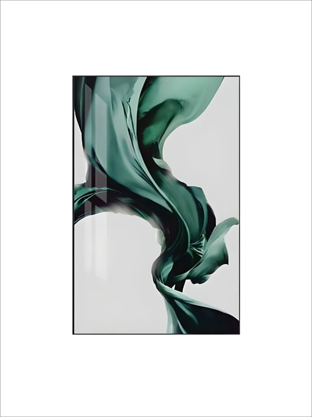 Green Flowing Silk Minimalist Nordic Abstract Wall Art Fine Art Canvas Print Luxury Lifestyle Picture For Modern Living Room Bedroom Home Interior Decor