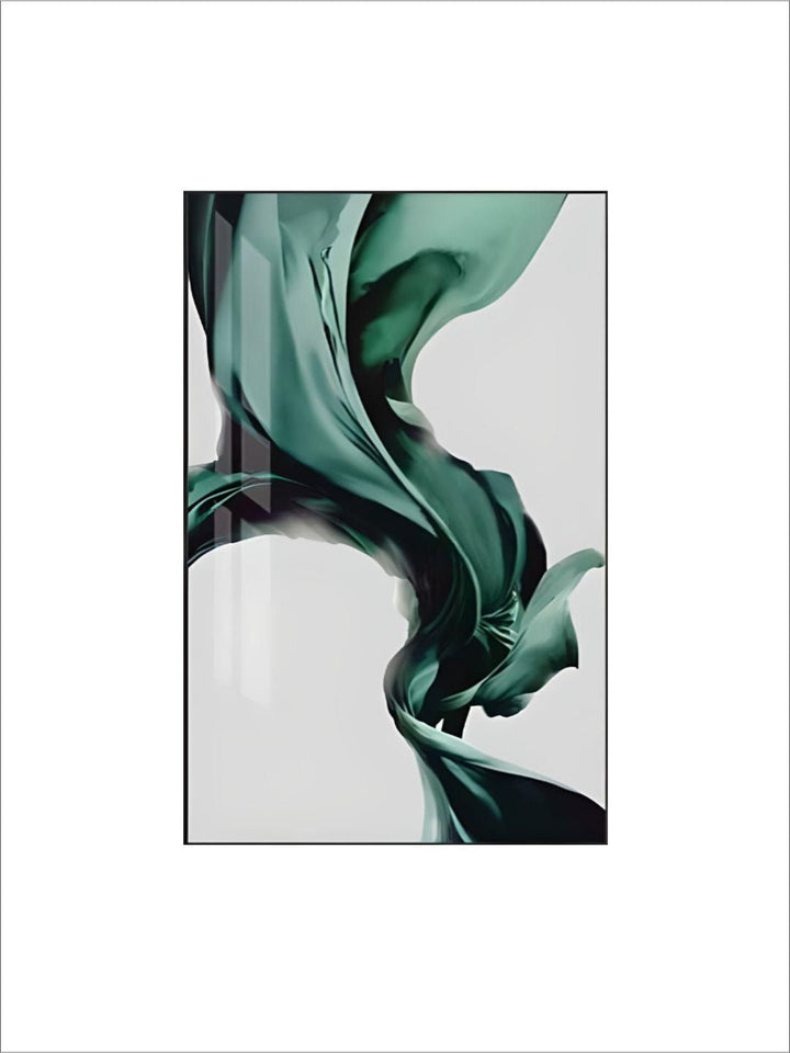 Green Flowing Silk Minimalist Nordic Abstract Wall Art Fine Art Canvas Print Luxury Lifestyle Picture For Modern Living Room Bedroom Home Interior Decor