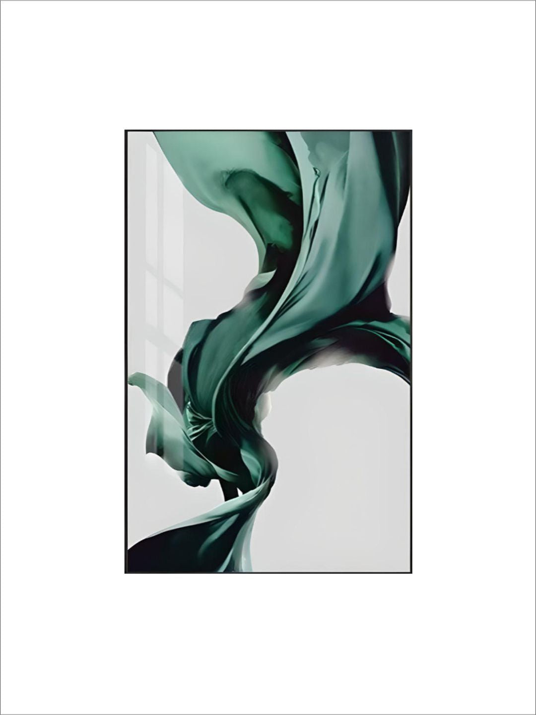 Green Flowing Silk Minimalist Nordic Abstract Wall Art Fine Art Canvas Print Luxury Lifestyle Picture For Modern Living Room Bedroom Home Interior Decor