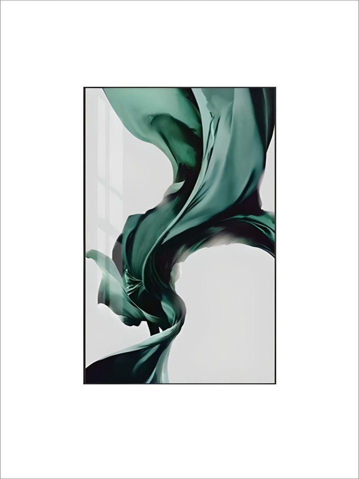 Green Flowing Silk Minimalist Nordic Abstract Wall Art Fine Art Canvas Print Luxury Lifestyle Picture For Modern Living Room Bedroom Home Interior Decor