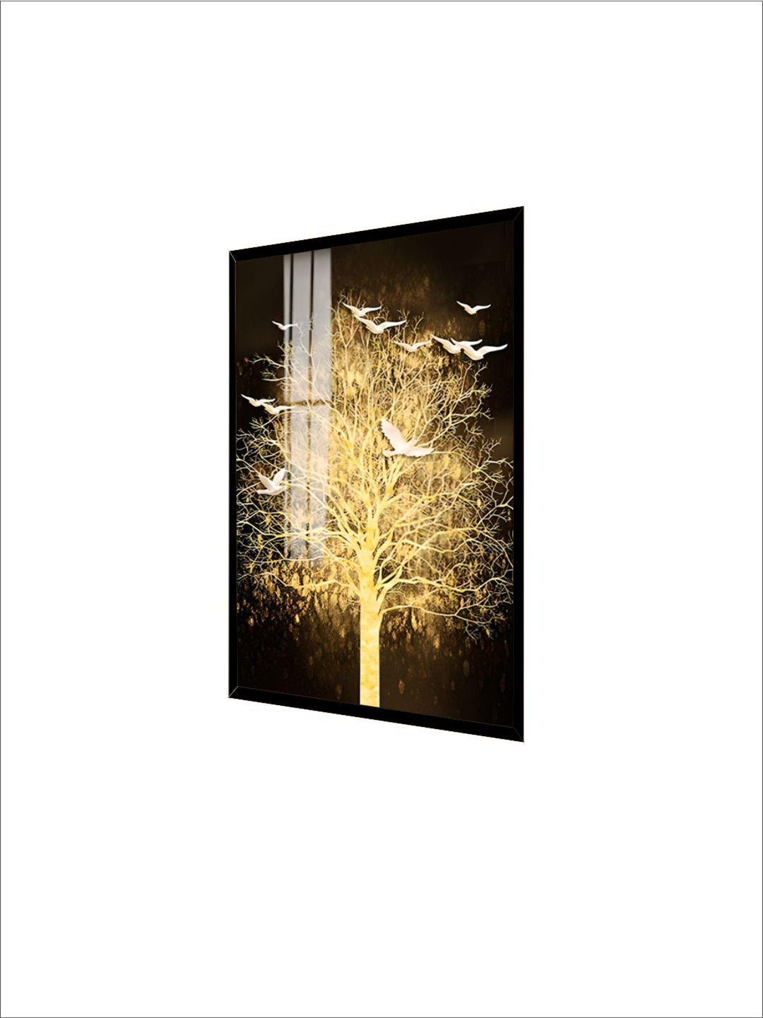 Golden Tree By Night Nordic Style Modern Wall Art Fine Art Canvas Prints Skyscraper Format Posters Modern Pictures For Luxury Loft Home Office Interior Decor