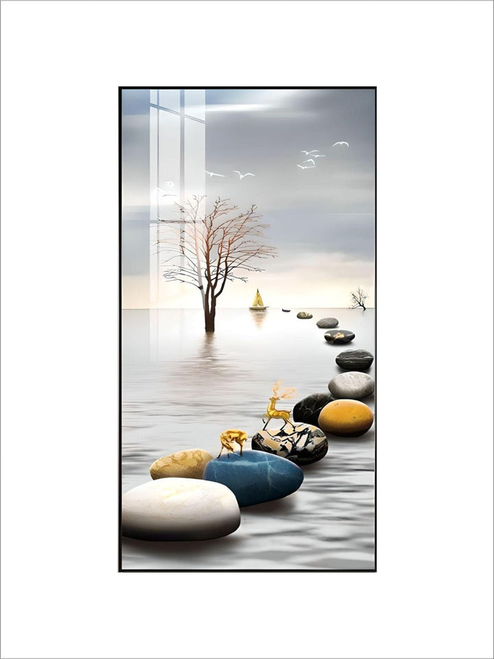Golden Circle Of Light Nordic Abstract Auspicious Wall Art Fine Art Canvas Prints Modern Skyscraper Format Pictures For Luxury Living Room Wall Decor