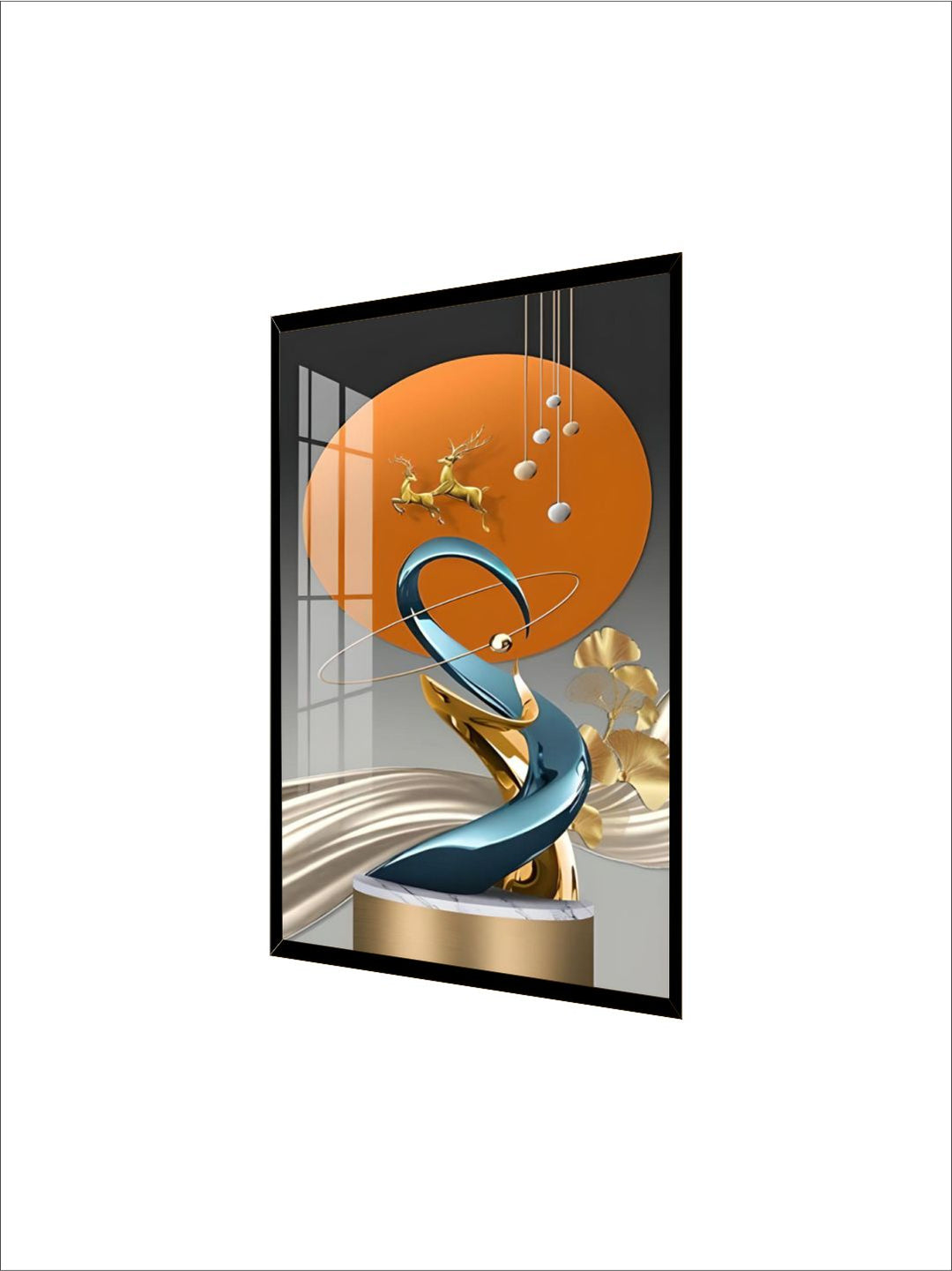 Golden Circle Of Light Nordic Abstract Auspicious Wall Art Fine Art Canvas Prints Modern Skyscraper Format Pictures For Luxury Living Room Wall Decor