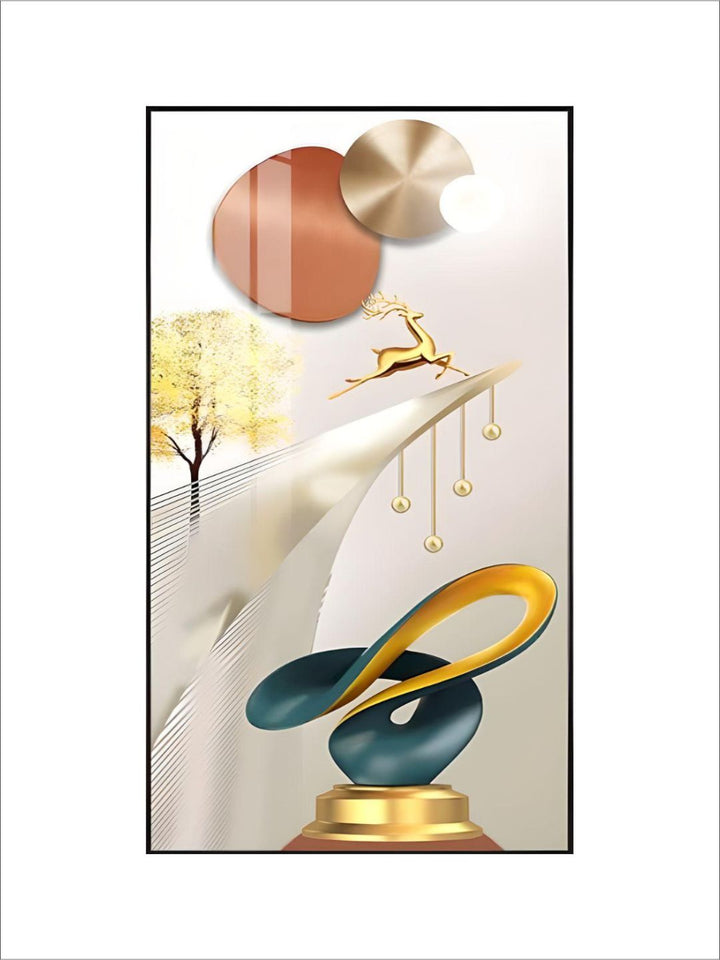 Golden Circle Of Light Nordic Abstract Auspicious Wall Art Fine Art Canvas Prints Modern Skyscraper Format Pictures For Luxury Living Room Wall Decor