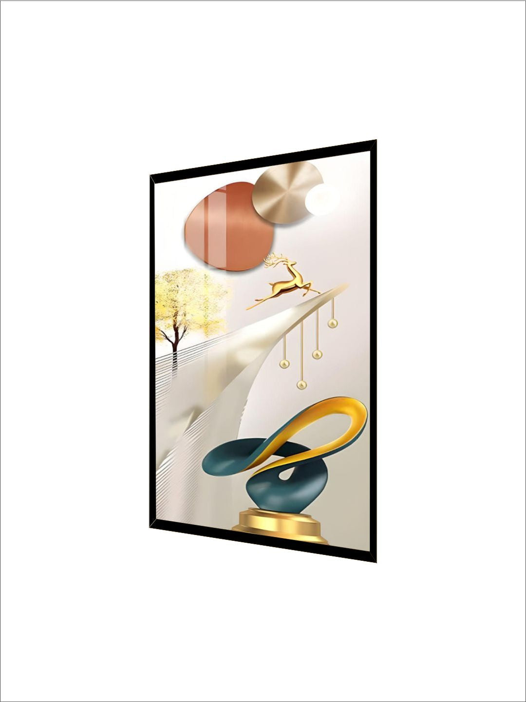 Golden Circle Of Light Nordic Abstract Auspicious Wall Art Fine Art Canvas Prints Modern Skyscraper Format Pictures For Luxury Living Room Wall Decor