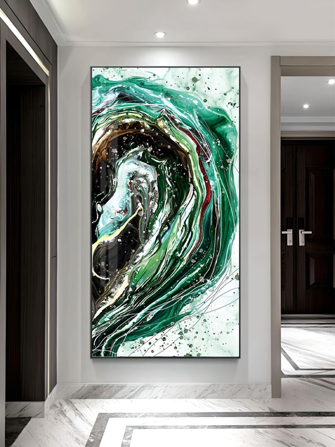 Luxury Abstract Nordic Wall Art Lucky Golden Fish Green Blue Contemporary Fine Art Canvas Prints Luxury Home Office Wall Art Decor