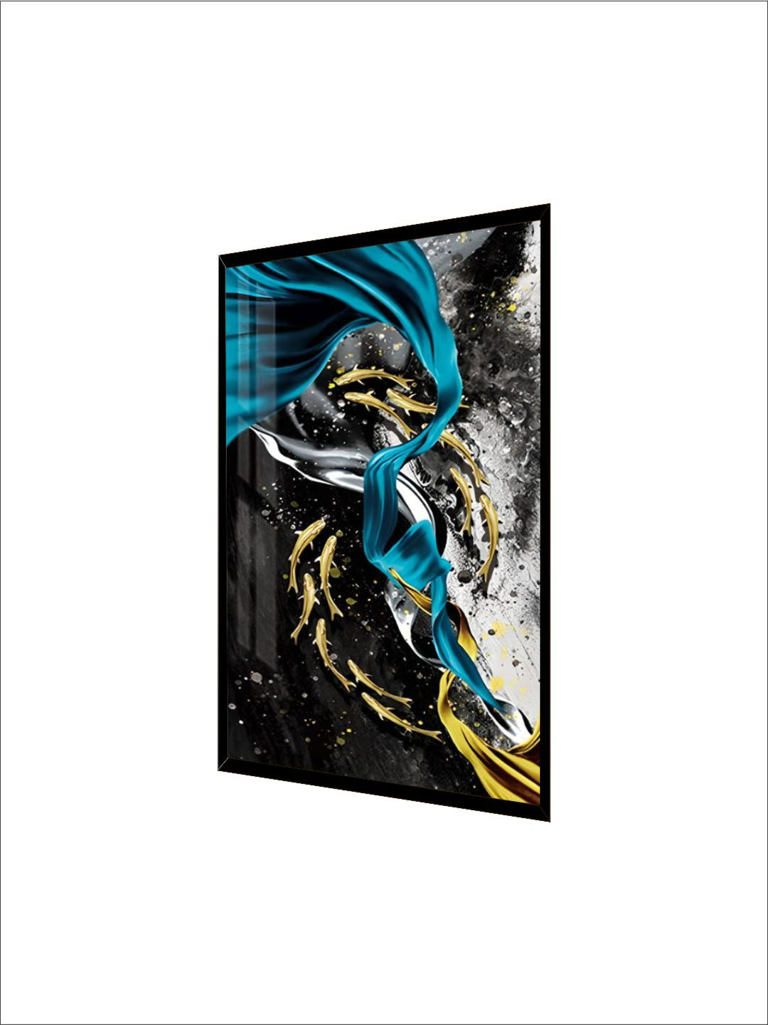Luxury Abstract Nordic Wall Art Lucky Golden Fish Green Blue Contemporary Fine Art Canvas Prints Luxury Home Office Wall Art Decor