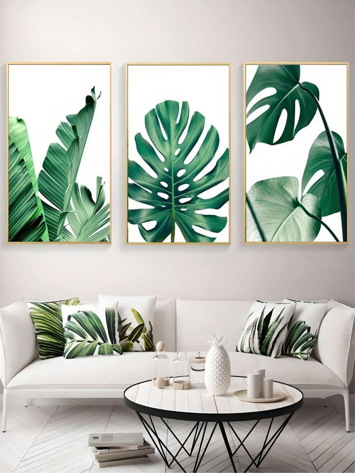 Lush Green Leaves Posters Tropical Plants Flora Fine Art Canvas Prints Nordic Wall Art For Living Room Dining Room Modern Home Decoration