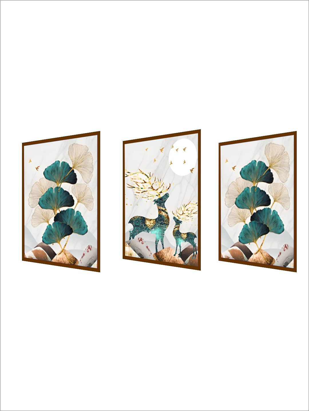 Magical Nordic Moonlight Deer Landscape Wall Art Fine Art Canvas Prints Modern Abstract Nature Pictures Luxury Living Room Wall Art Home Interior Decor