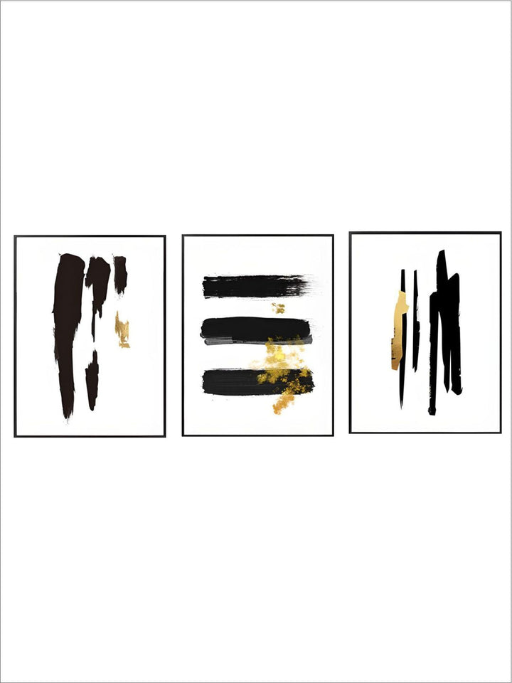Abstract Black Gold Brush Stroke Wall Art Fine Art Canvas Prints Nordic Minimalist Pictures For Living Room Dining Room Modern Home Interior Wall Art Decoration