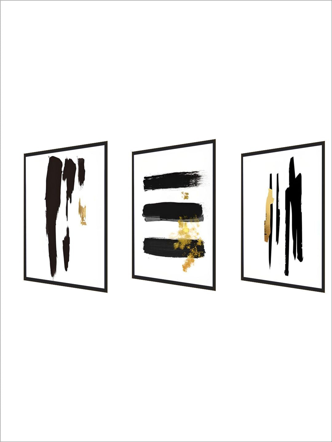 Abstract Black Gold Brush Stroke Wall Art Fine Art Canvas Prints Nordic Minimalist Pictures For Living Room Dining Room Modern Home Interior Wall Art Decoration