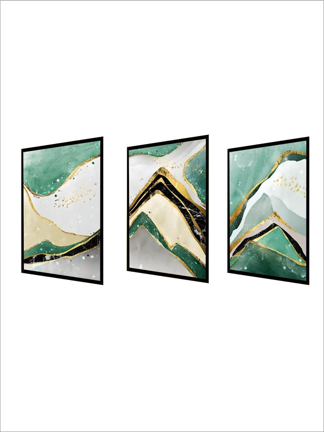 Modern Abstract Golden Green Marble Wall Art Contemporary Nordic Fine Art Canvas Prints For Office Or Home Living Room Wall Decoration