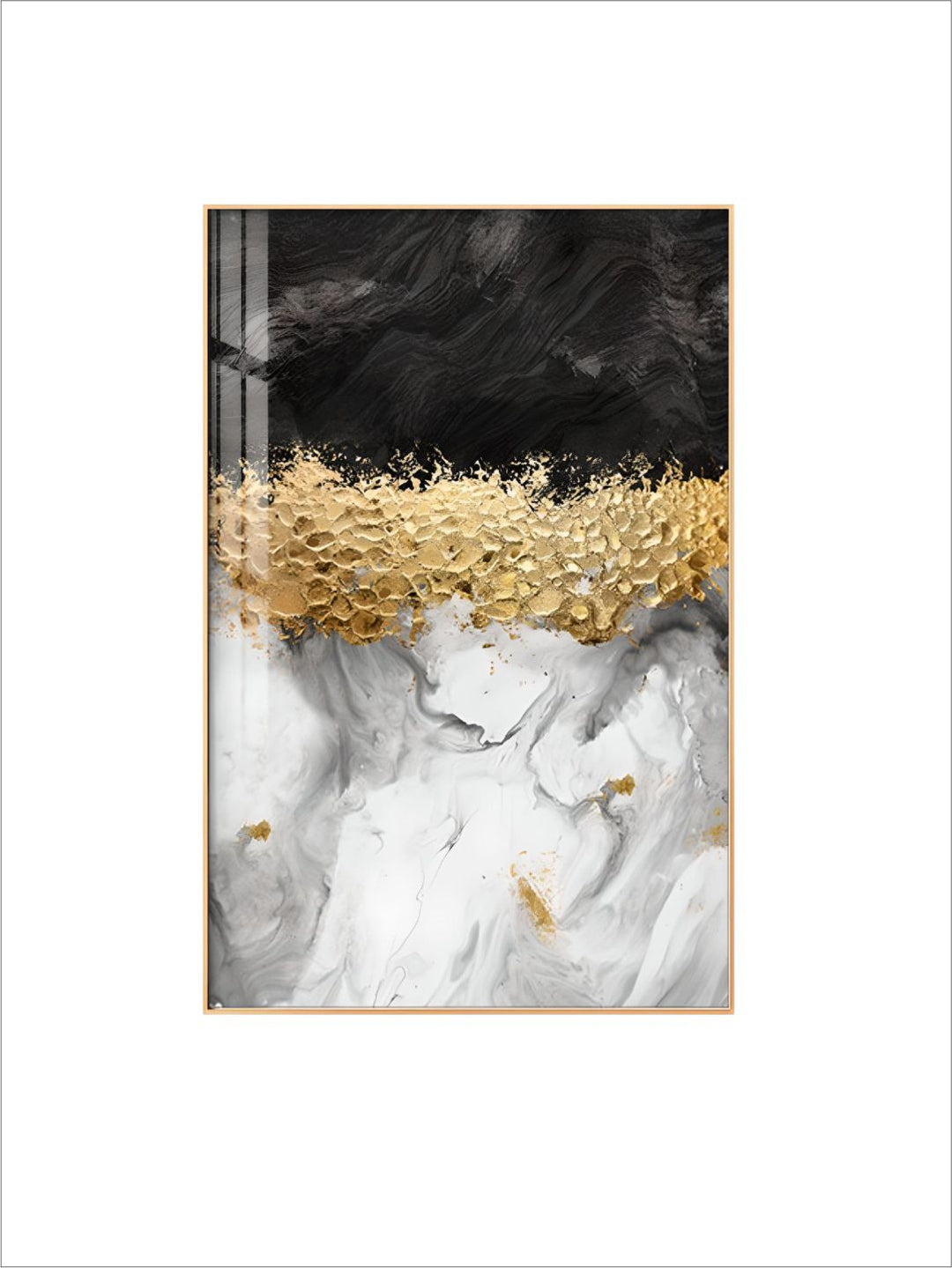 Modern Abstract Grey Marble Golden Leaves Wall Art Fine Art Canvas Prints Pictures For Luxury Living Room Dining Room Home Office Art Decor