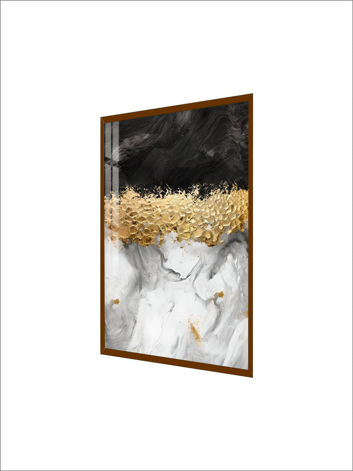 Modern Abstract Grey Marble Golden Leaves Wall Art Fine Art Canvas Prints Pictures For Luxury Living Room Dining Room Home Office Art Decor