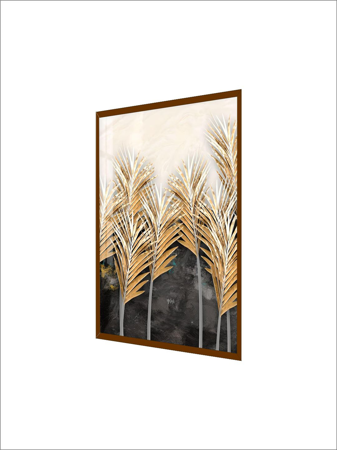 Modern Abstract Grey Marble Golden Leaves Wall Art Fine Art Canvas Prints Pictures For Luxury Living Room Dining Room Home Office Art Decor