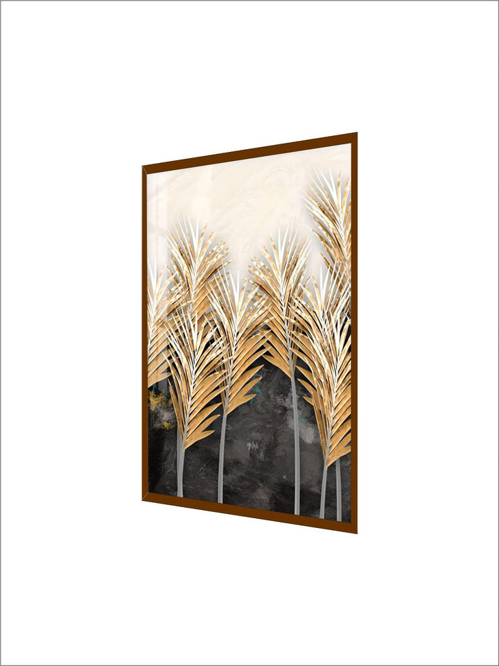 Modern Abstract Grey Marble Golden Leaves Wall Art Fine Art Canvas Prints Pictures For Luxury Living Room Dining Room Home Office Art Decor