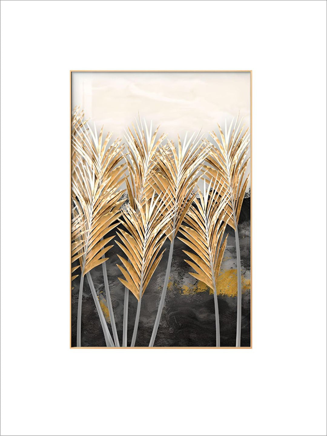 Modern Abstract Grey Marble Golden Leaves Wall Art Fine Art Canvas Prints Pictures For Luxury Living Room Dining Room Home Office Art Decor