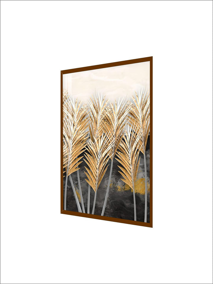 Modern Abstract Grey Marble Golden Leaves Wall Art Fine Art Canvas Prints Pictures For Luxury Living Room Dining Room Home Office Art Decor