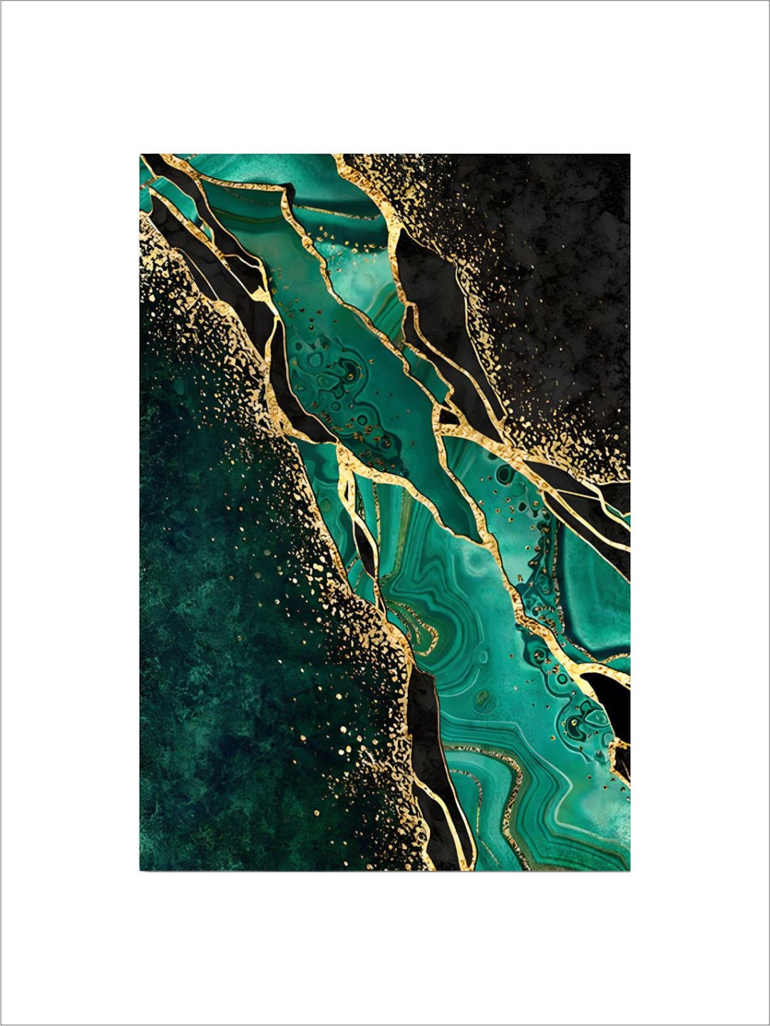 Modern Abstract Marble Print Wall Art Fine Art Canvas Prints Golden Green Agate Pictures For Luxury Living Room Dining Room Home Office Art Decor