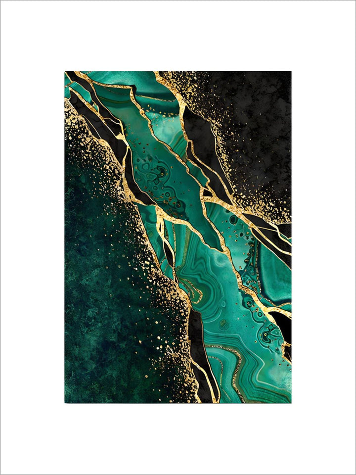 Modern Abstract Marble Print Wall Art Fine Art Canvas Prints Golden Green Agate Pictures For Luxury Living Room Dining Room Home Office Art Decor