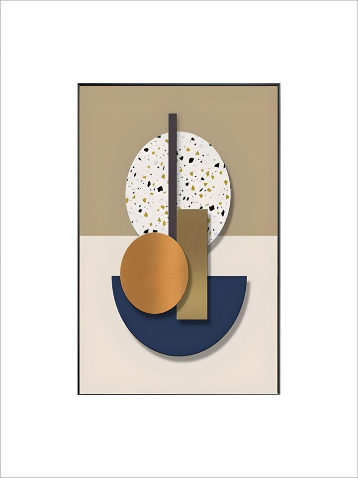 Modern Abstract Wall Art Fine Art Canvas Prints Minimalist 3d Visual Geometrics Blue Orange Beige Terrazzo Pictures For Luxury Living Room Art Decor