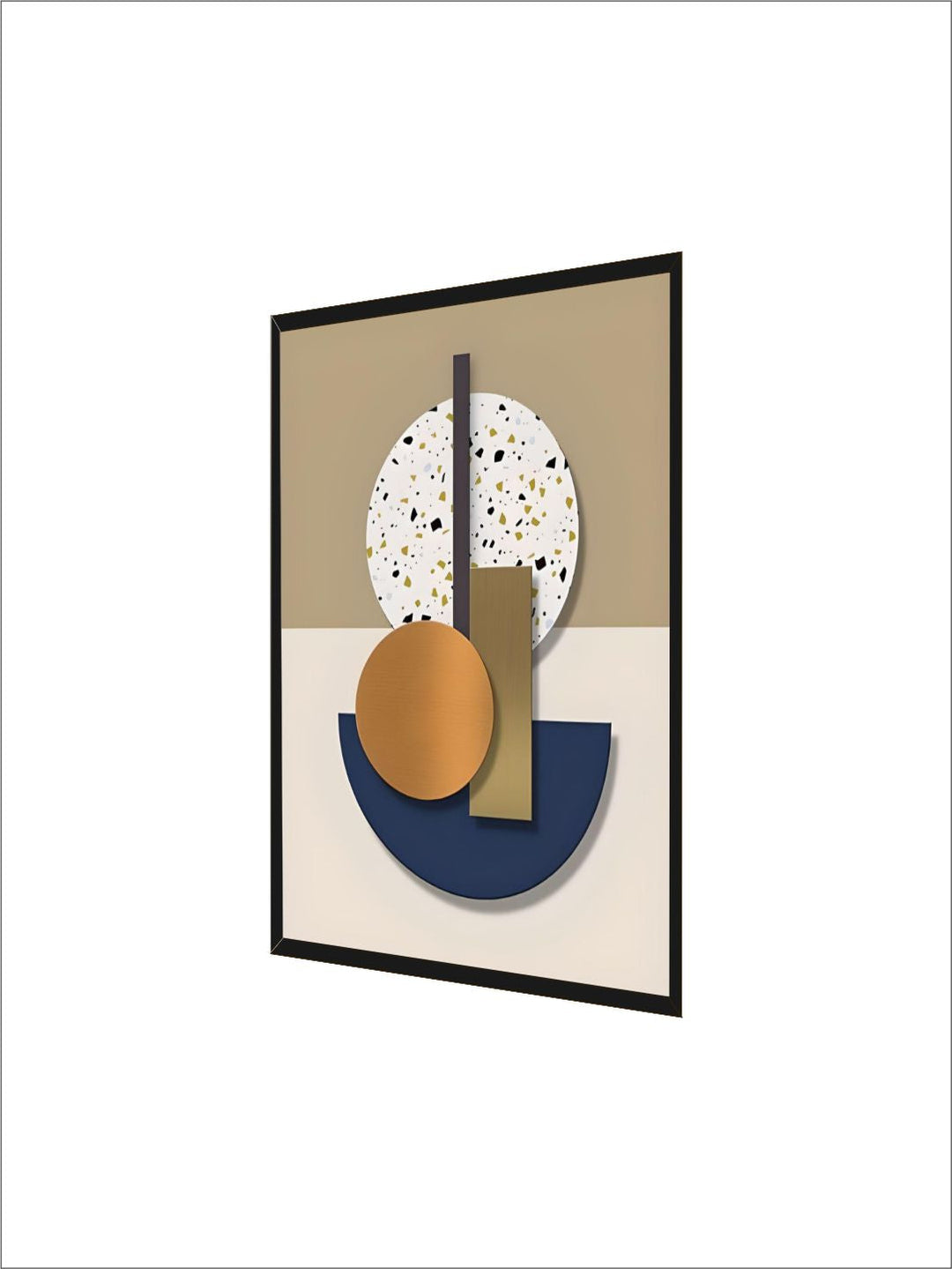 Modern Abstract Wall Art Fine Art Canvas Prints Minimalist 3d Visual Geometrics Blue Orange Beige Terrazzo Pictures For Luxury Living Room Art Decor