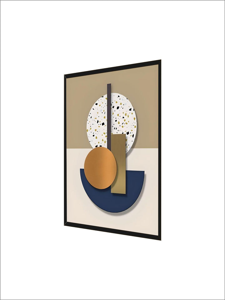 Modern Abstract Wall Art Fine Art Canvas Prints Minimalist 3d Visual Geometrics Blue Orange Beige Terrazzo Pictures For Luxury Living Room Art Decor
