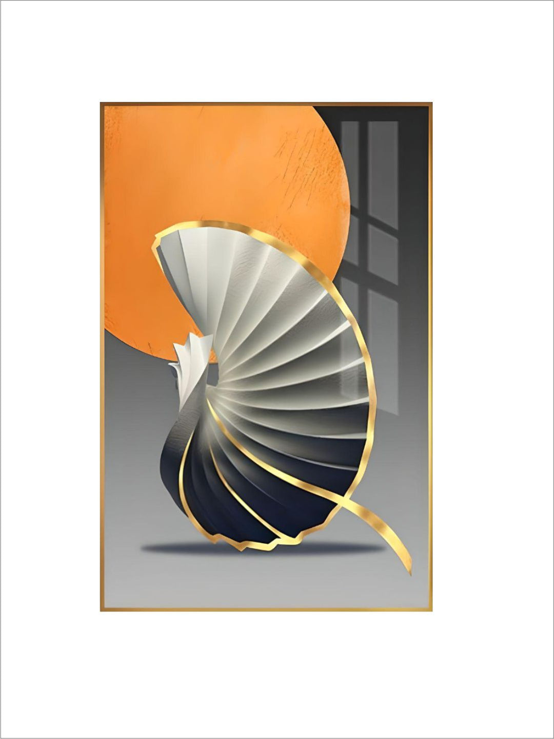 Modern Abstract Orange Golden Flowing Wall Art Fine Art Canvas Prints Pictures For Modern Loft Apartment Luxury Living Room Home Office Decor