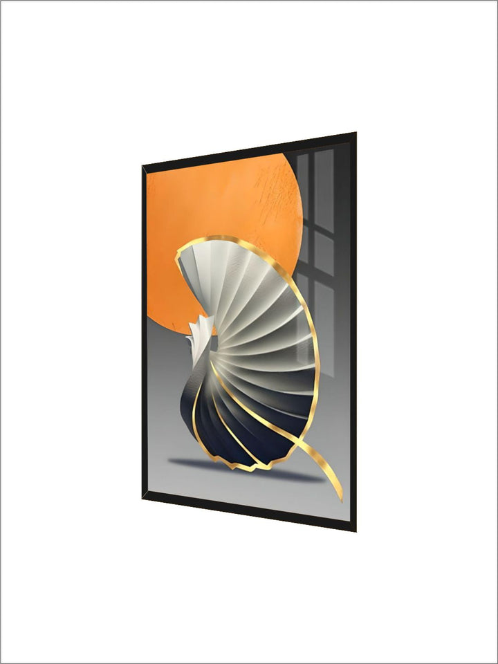 Modern Abstract Orange Golden Flowing Wall Art Fine Art Canvas Prints Pictures For Modern Loft Apartment Luxury Living Room Home Office Decor