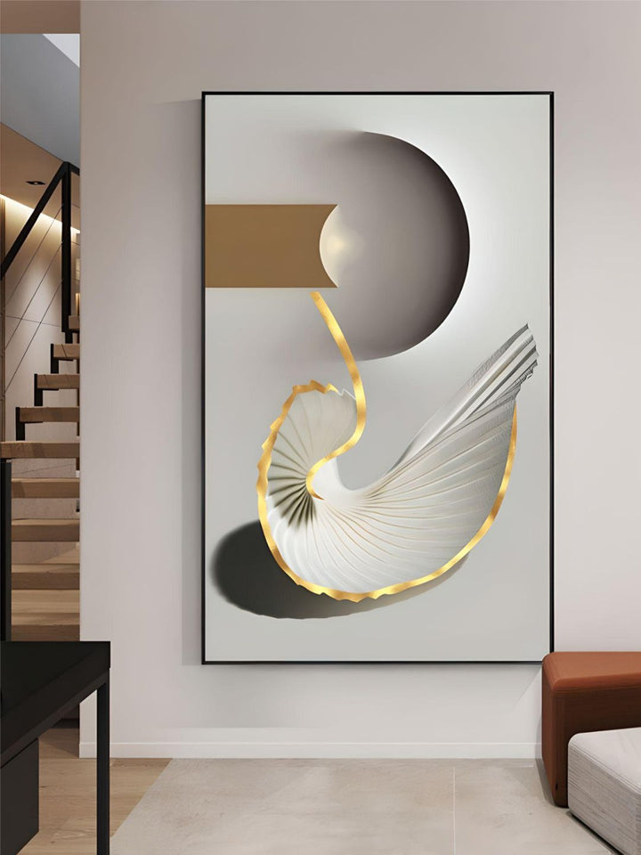 Modern Abstract Orange Golden Flowing Wall Art Fine Art Canvas Prints Pictures For Modern Loft Apartment Luxury Living Room Home Office Decor