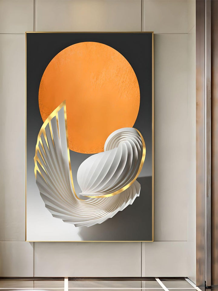 Modern Abstract Orange Golden Flowing Wall Art Fine Art Canvas Prints Pictures For Modern Loft Apartment Luxury Living Room Home Office Decor