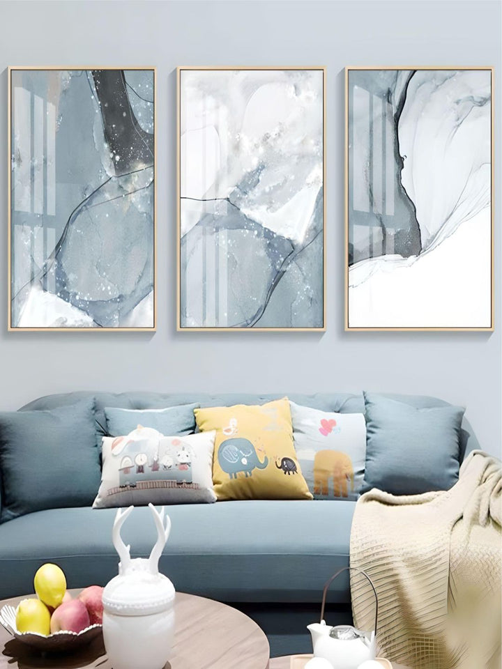 Abstract Blue Black Slate Grey Marble Wall Art Posters Fine Art Canvas Prints Modern Nordic Pictures For Kitchen Bathroom Modern Home Decor