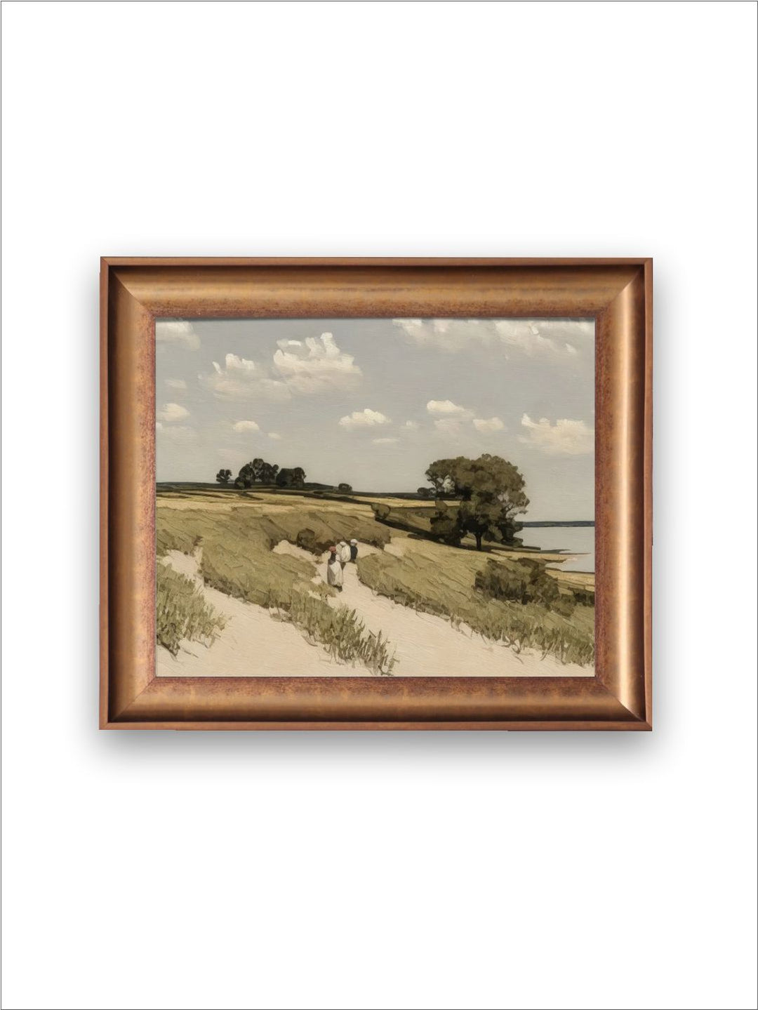 The Vintage Artistry Blue & Green Landscape Nature Framed Wall Painting